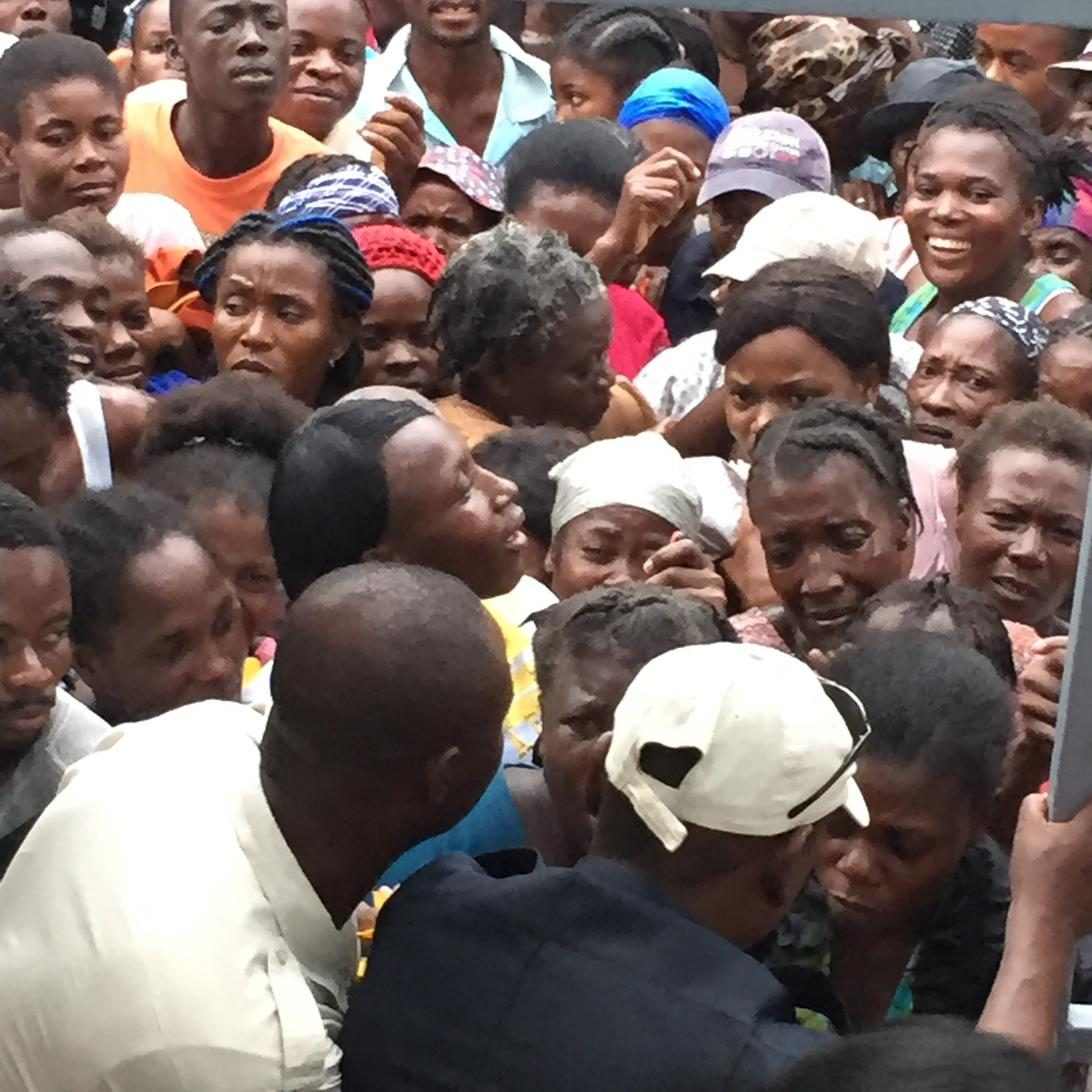 Families gathered for food and humanitarian support