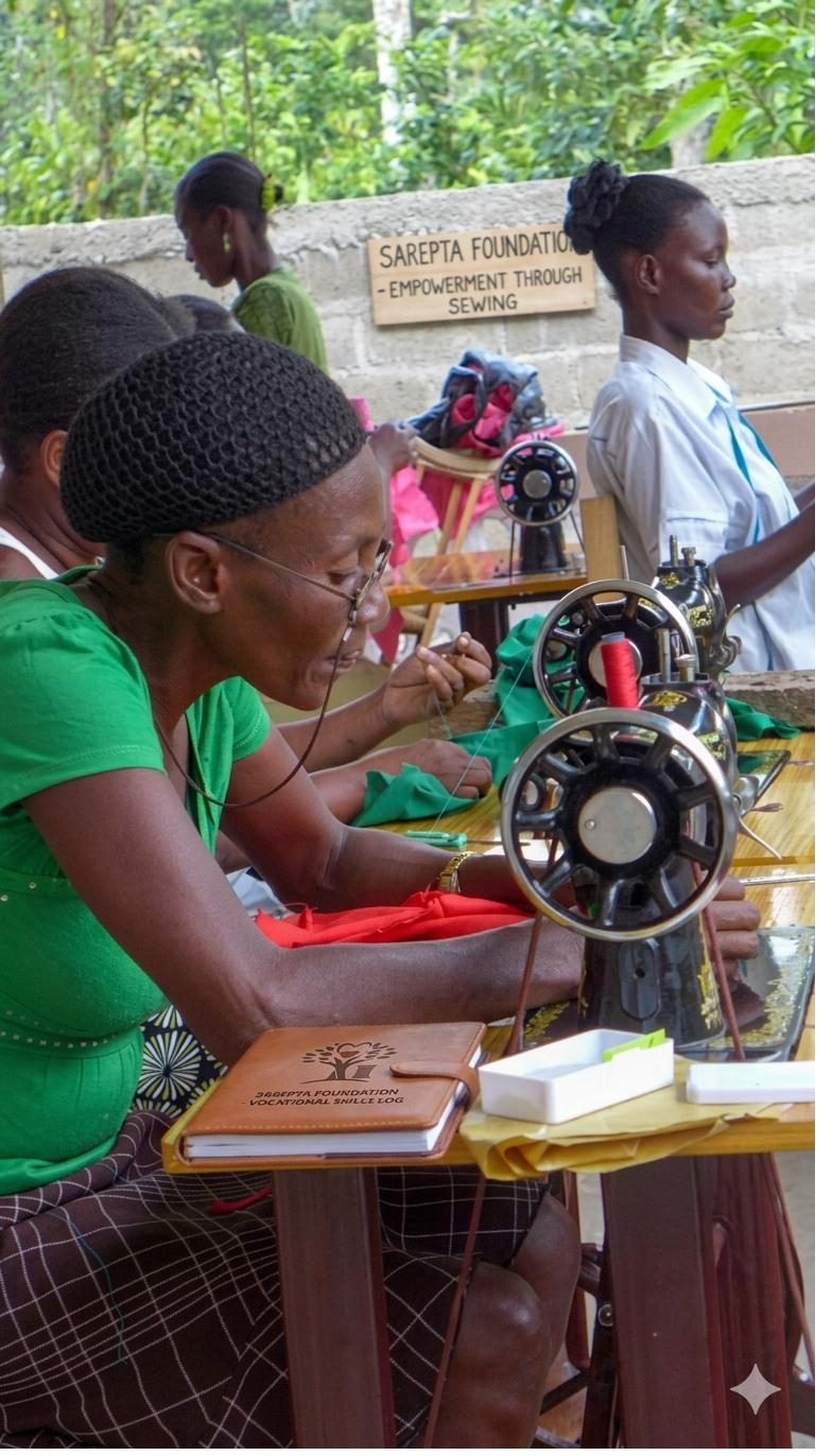 Women in Sarepta vocational sewing empowerment program