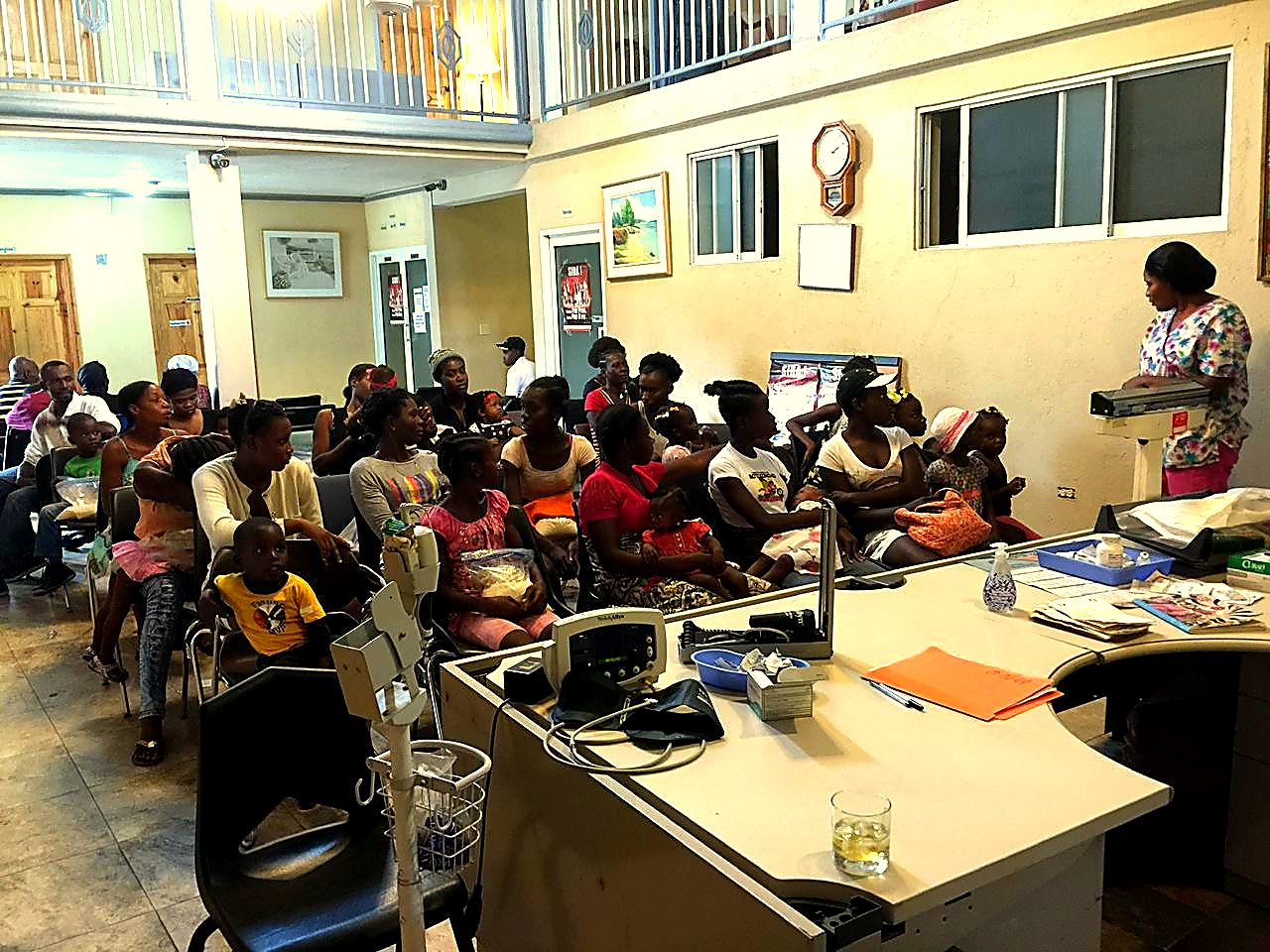 Hospital Sarepta waiting room with mothers and children